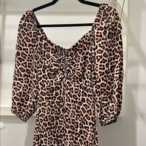 H&M Leopard Print Midi Dress with 3/4 sleeves